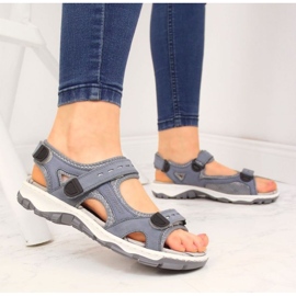 Sandálias de couro com Velcro Rieker W RKR458 azul 2