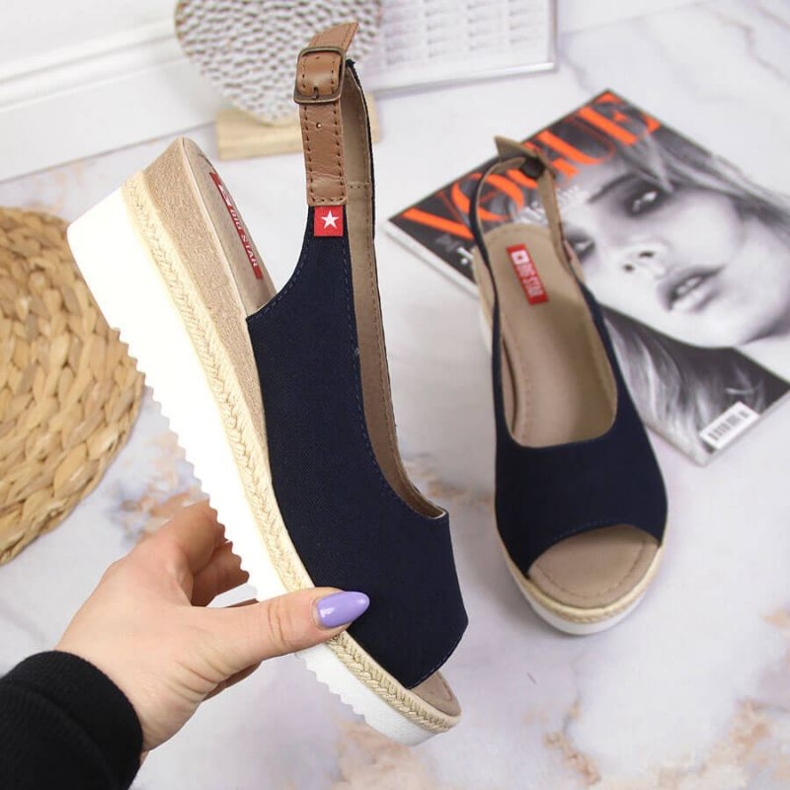 Sandálias de cunha Big Star Jr INT1727A azul marinho 1