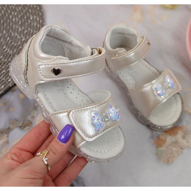 Miss❤E Sandália com velcro e laço Miss Jr EU650A prateado ['prata'] prata 1