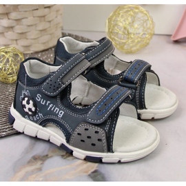 Sandálias de velcro NEWS Jr EU651A azul marinho acinzentado 2