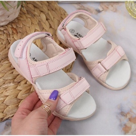 Sandálias de velcro American Club Jr AM895A rosa 1