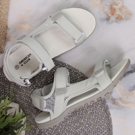 Sandálias de velcro cinza American Club W AM896B 2