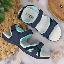 Sandálias de velcro American Club Jr AM898B azul marinho-hortelã azul-marinho 2
