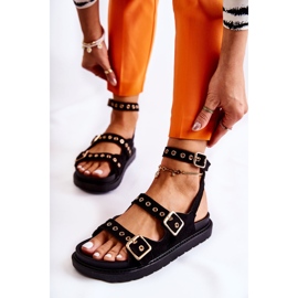 PM1 Sandálias femininas de camurça com tiras pretas Parys preto 1