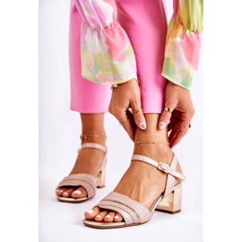 Sergio Leone Sandálias de couro em uma barra em Golden Bege Corane dourado 1