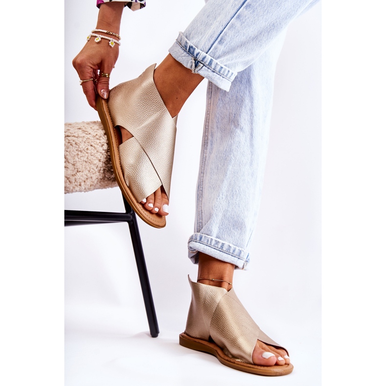 S.Barski Sandálias Femininas de Couro Gold Catalise dourado 1