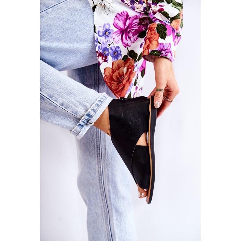 S.Barski Sandálias femininas de couro preto Catalise 2