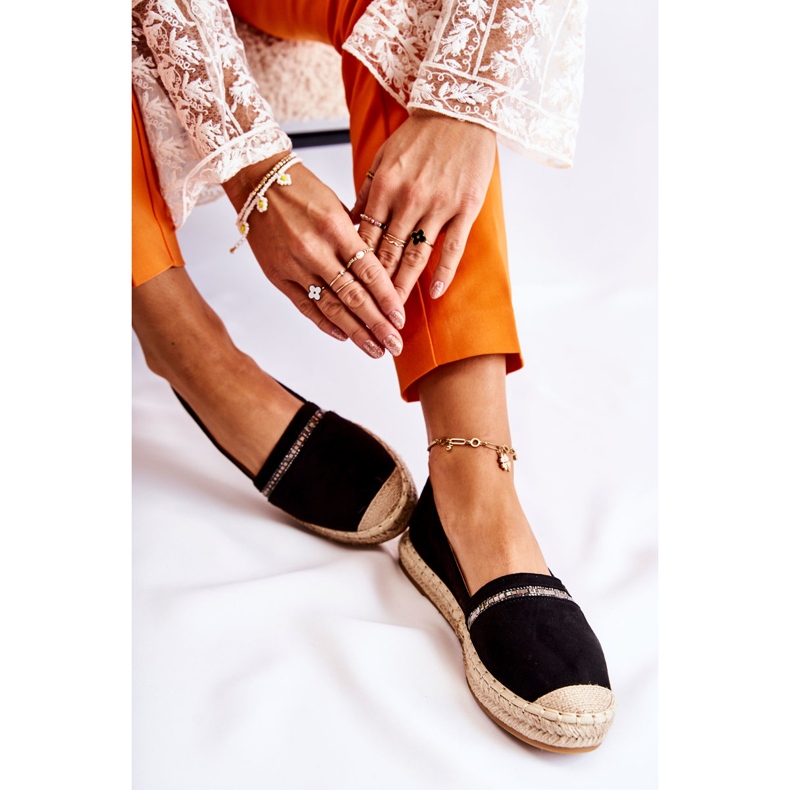 S.Barski Alpargatas femininas clássicas pretas Slip-On Cersei preto 2