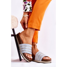 S.Barski Chinelos femininos clássicos com corrente azul Maddy 1