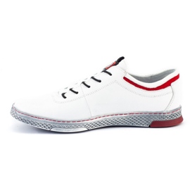 Polbut Sapatos casuais de couro masculino K23 branco com vermelho 4