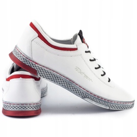 Polbut Sapatos casuais de couro masculino K23 branco com vermelho 7