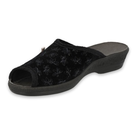 Flippers femininos de Befado com flores pu 581d198 preto 1