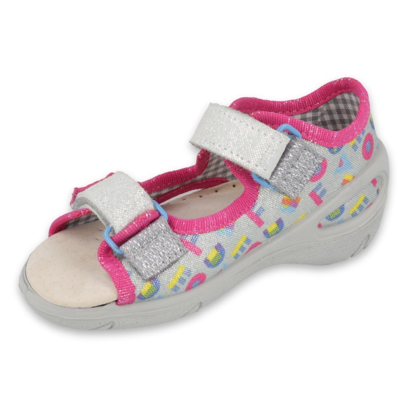 Slippers infantil de Befado Inserção de couro 065p149 rosa cinza 1
