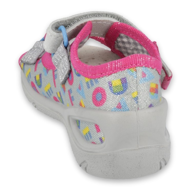 Slippers infantil de Befado Inserção de couro 065p149 rosa cinza 2