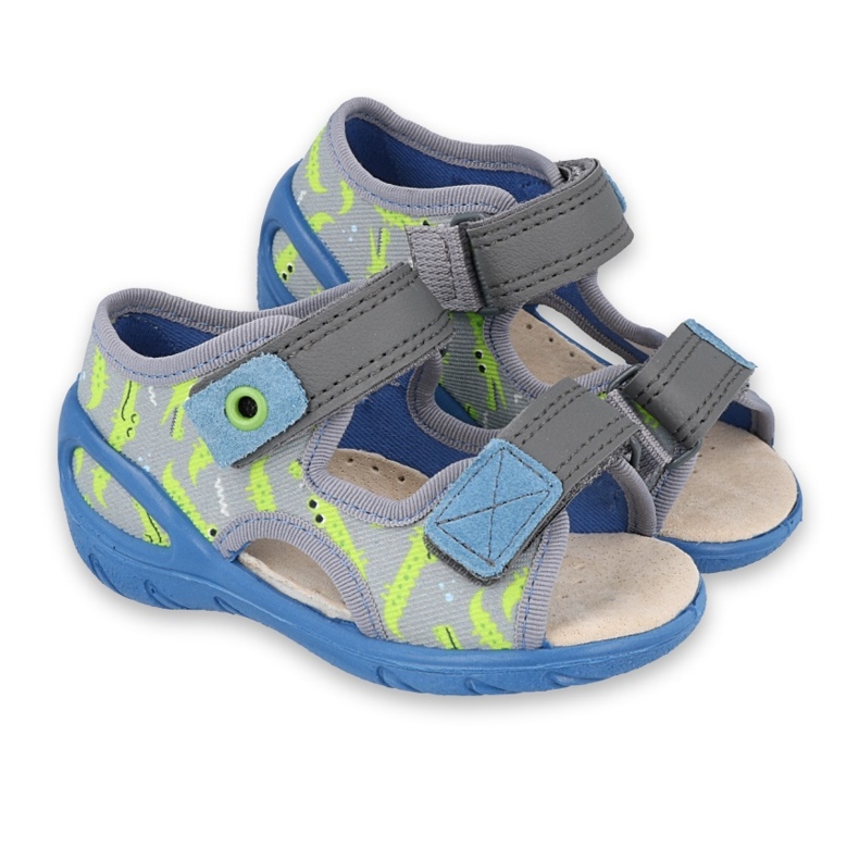 Sapatos infantis Befado pu 065P159 azul cinza multicolorido verde 1