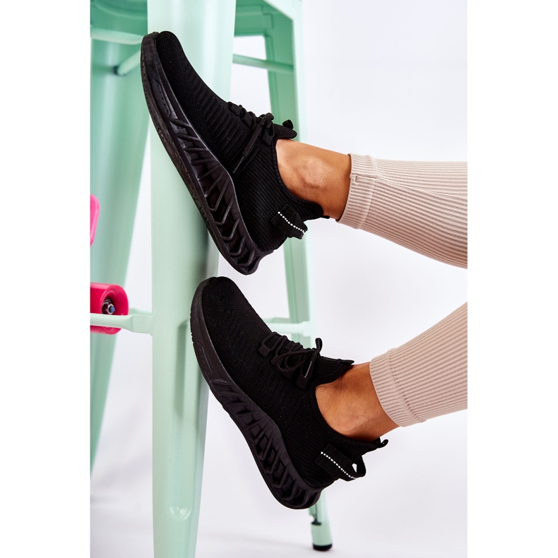 FM1 Tênis esportivo feminino de pano preto Lenney 2