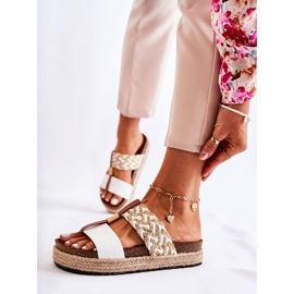 FB1 Chinelos femininos com couro ecológico Simon's White bege 1