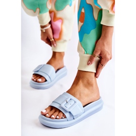 Chinelos femininos com fivela azul Devia 1 Chinelos femininos com fivela azul Devia 1