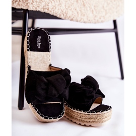 PG2 Chinelos femininos em cunha com laço preto Tayla 1 PG2 Chinelos femininos em cunha com laço preto Tayla 1