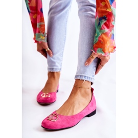Bailarinas femininas de camurça com decoração Nicole 2746 fúcsia rosa 1