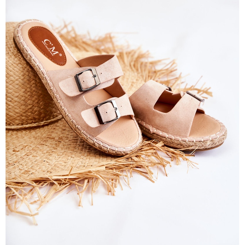 Chinelos Femininos Clássicos de Camurça Bege Casilda 1