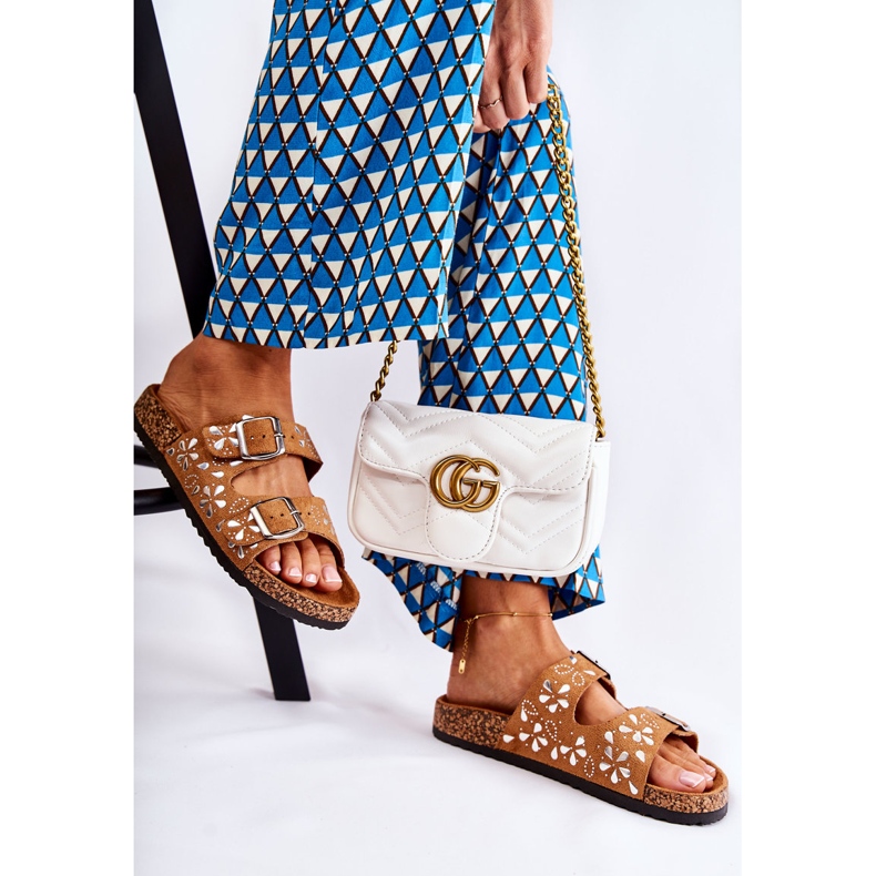 PG1 Chinelos de camurça Dalvio marrom com strass castanho 2