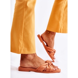 Chinelos femininos de camurça laranja da moda 2