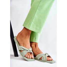 Chinelos femininos camurça verde camurça da moda 1