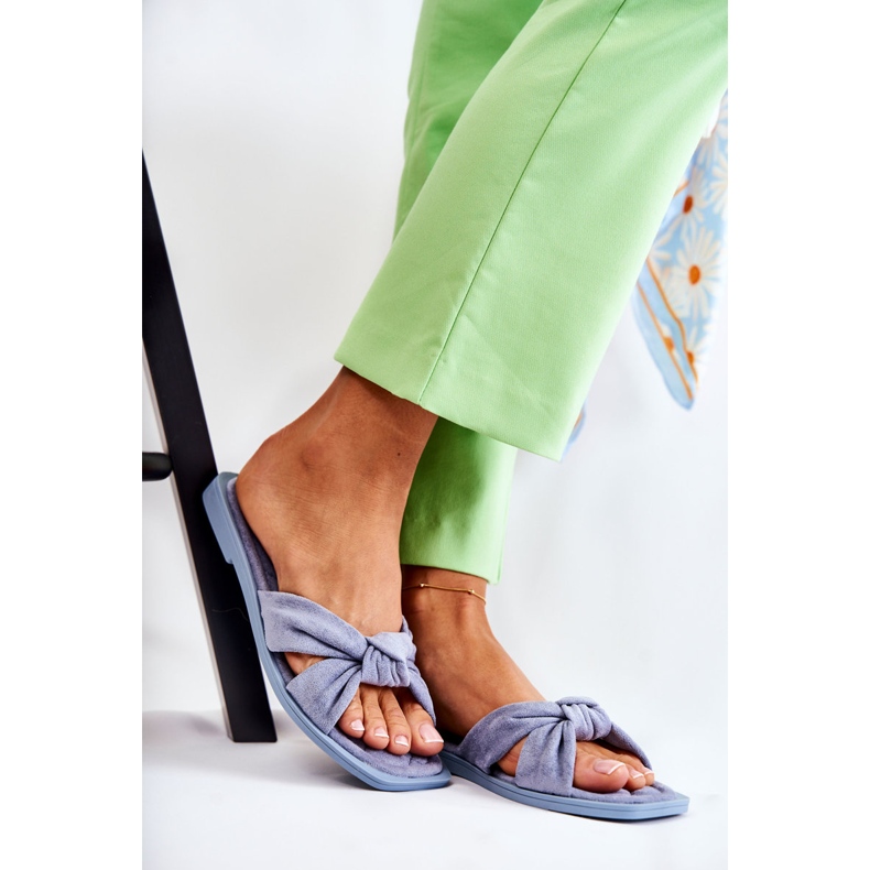 PG1 Chinelos de camurça da moda feminina azul Lorrie 2