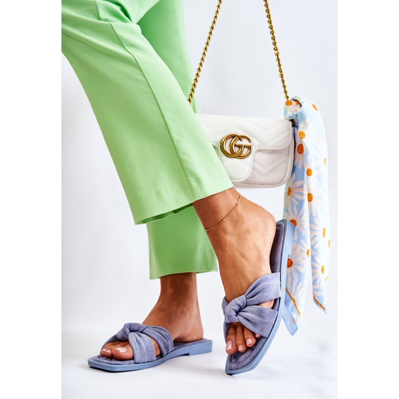 PG1 Chinelos de camurça da moda feminina azul Lorrie 1