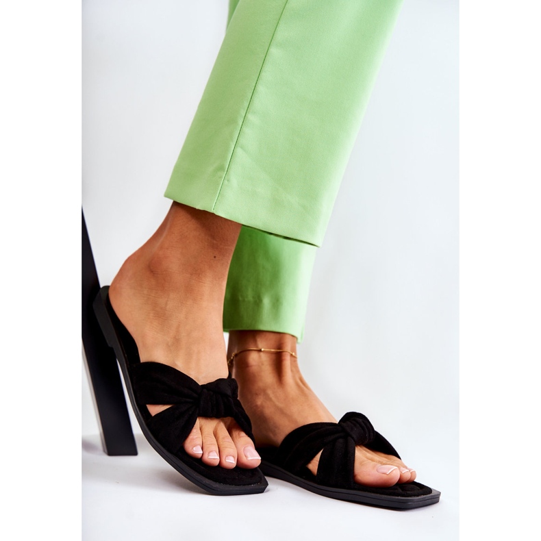 PG1 Pantufas femininas de camurça pretas da moda Lorrie preto 1