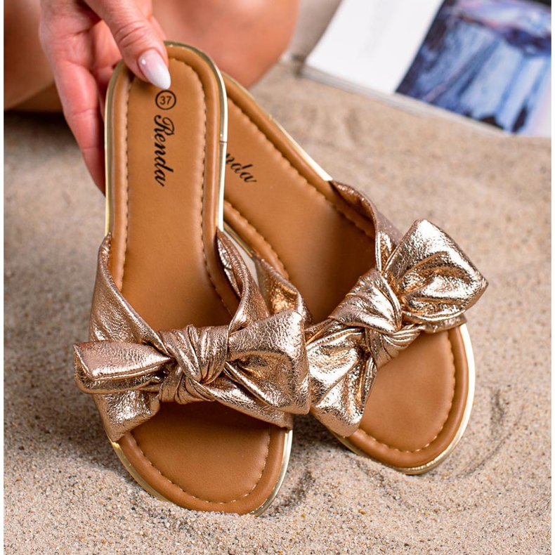 SHELOVET chinelos dourados 2