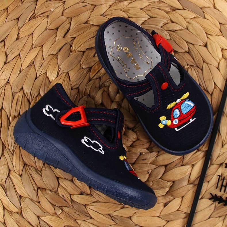 Chinelos de casa dos meninos para o jardim de infância azul marinho Nazo 2