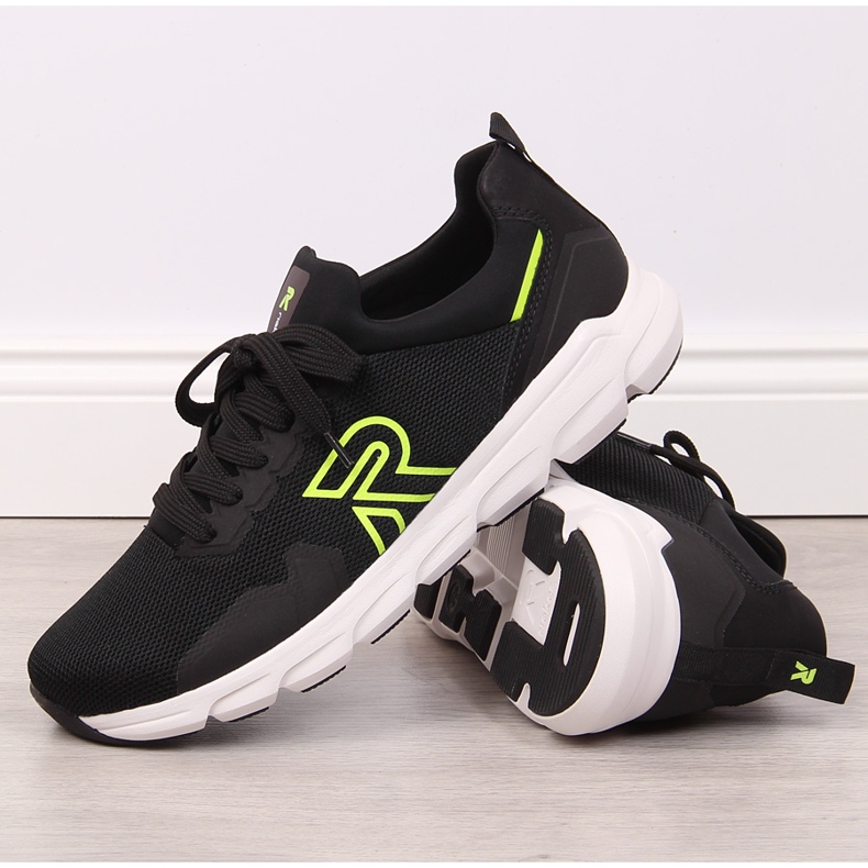Rieker 07802-01 tênis esportivo masculino de malha preta preto 1