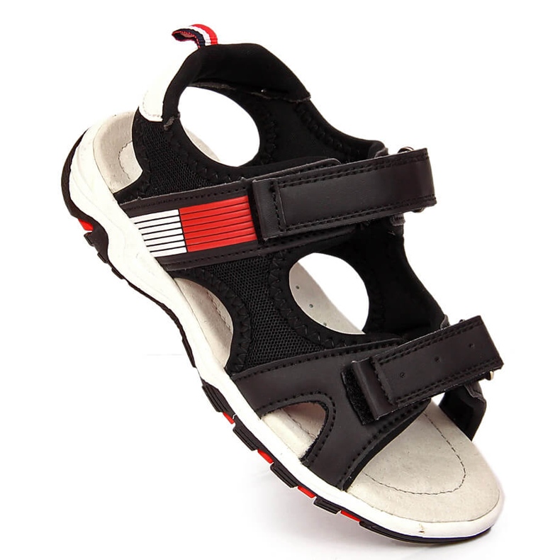 Sandálias de menino Black American Club com velcro preto 1