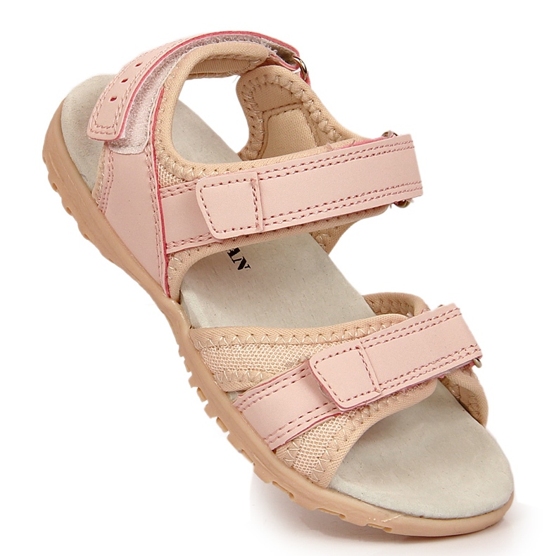 Sandálias de velcro rosa American Club para menina 1