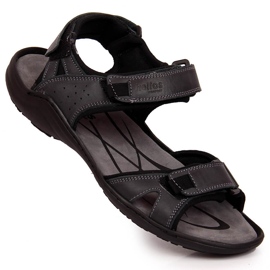 Sandálias masculinas de couro com velcro grafite Helios 854 multicolorido 1