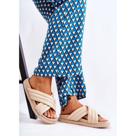 PJ1 Chinelos femininos clássicos de couro bege Daron 1