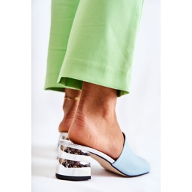 PA2 Chinelos femininos de couro com salto azul Perry 1