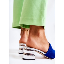 PA2 Chinelos femininos de camurça no calcanhar azul marinho Perry azul-marinho prata 2