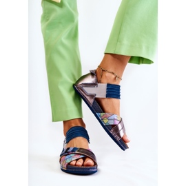 Sandálias de couro com nervuras Maciejka 03375 azul 2
