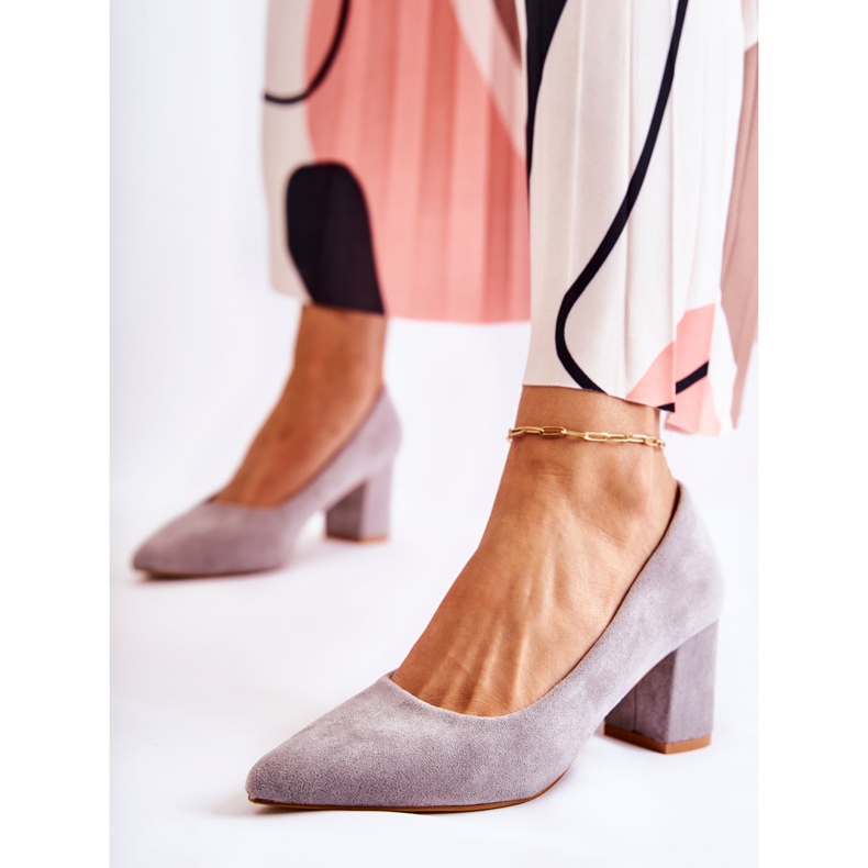 PS1 Sapatos de camurça clássicos em um salto de Lency cinza 1