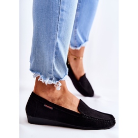 PH1 Mocassins femininos de camurça preta de cunha La Cava preto 1
