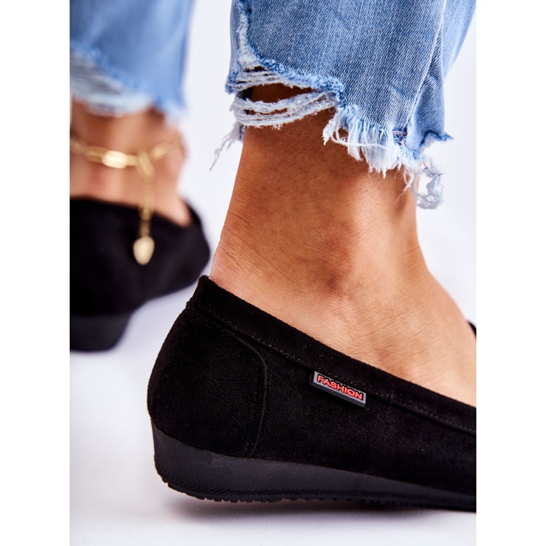 PH1 Mocassins femininos de camurça preta de cunha La Cava preto 2