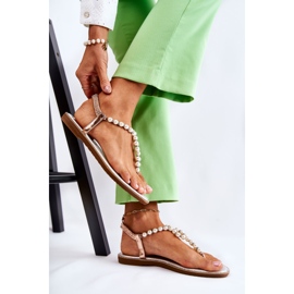 PG1 Sandálias da moda chinelos com pérolas ouro rosa Isalia dourado 1