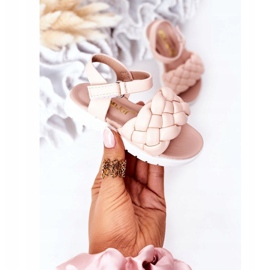 Sandálias femininas com trança rosa 5