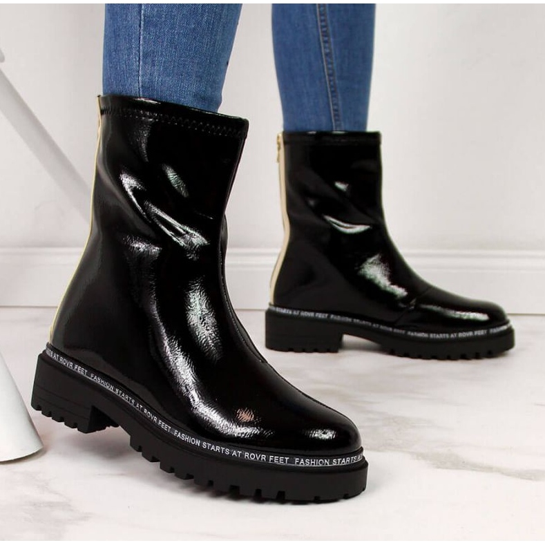 BM Botas de mulher envernizadas pretas W S. Barski preto 2