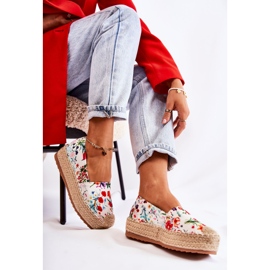 FS3 Alpargatas elegantes com flores brancas de Morice branco multicolorido 2