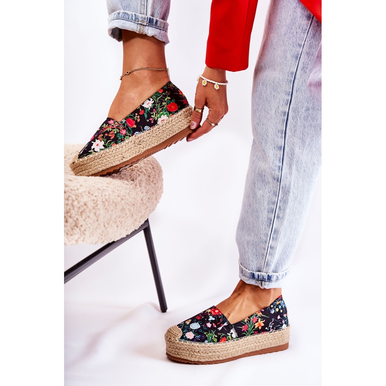 FS3 Alpargatas elegantes com flores pretas Morice preto multicolorido 2 FS3 Alpargatas elegantes com flores pretas Morice preto multicolorido 2