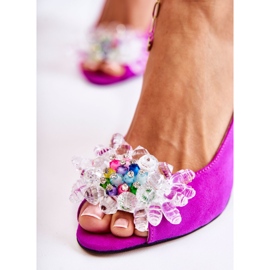 PA2 Sandálias elegantes de camurça com decoração Fuchsia Meriss rosa 2